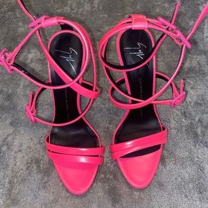 Giuseppe Zanotti neon pink strap heels